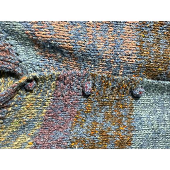 70's Cozy Hand-Knit Super Chunky Oversized Wool Multi-Colored Sweater Coat OS - Picture 7 of 11